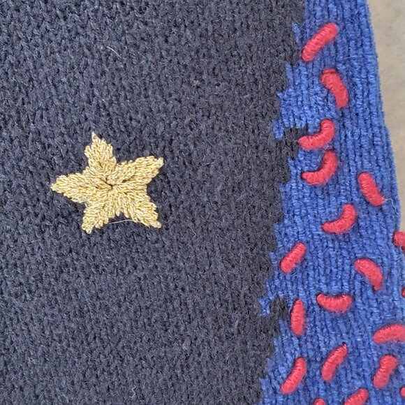 Vintage Christmas Cardigan Sweater Womens L 3D Hand Embroidered Trees Buttons - Picture 8 of 15